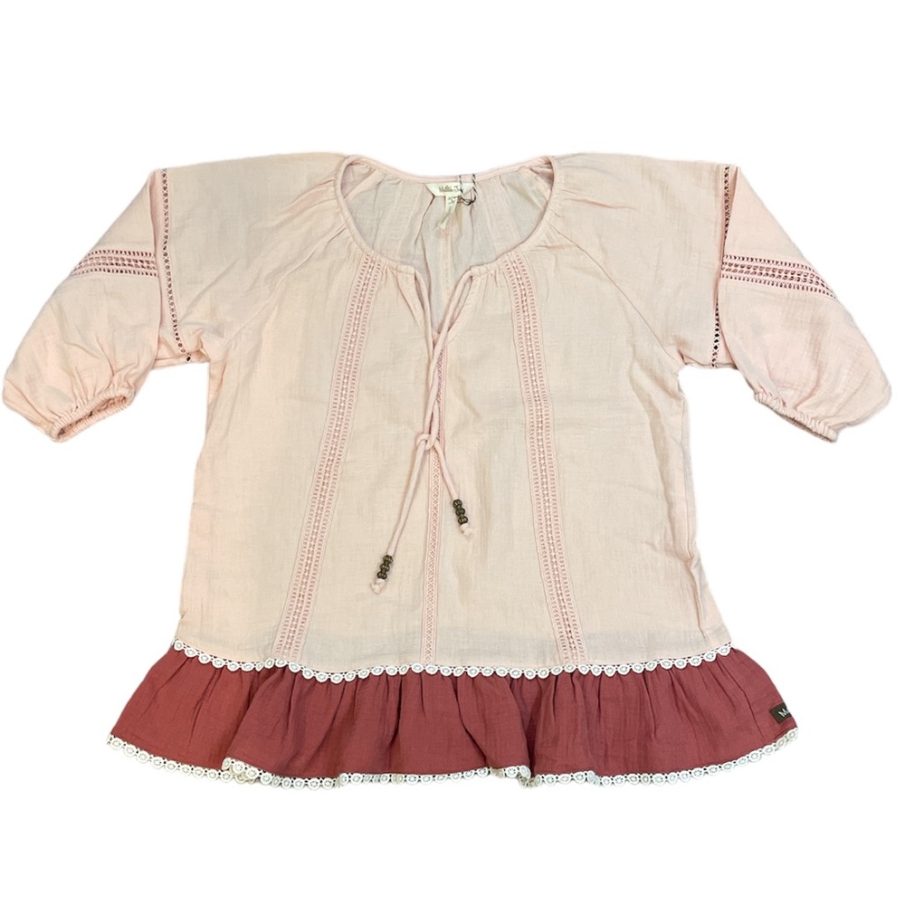 Matilda Jane Call Me Cute Peasant Top Peach Pink Cotton Size Small - Picture 1 of 11